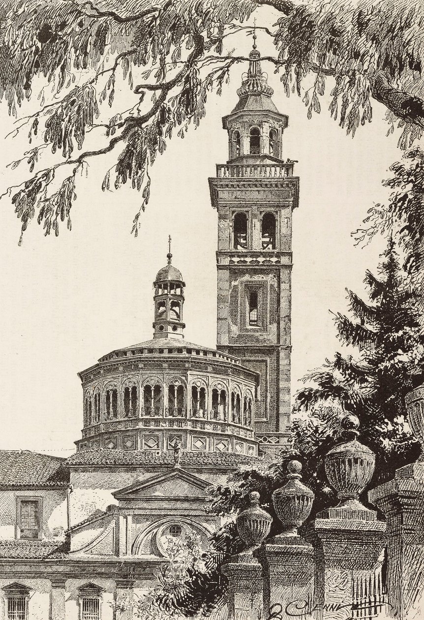 Beata Vergine dei Miracoli Sanctuary, Saronno, Italy, engraving from a drawing by Quinto Cenni, from L