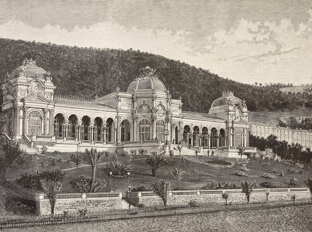 Casino in Ospedaletti, Italy, engraving from drawing by Quinto Cenni, from L
