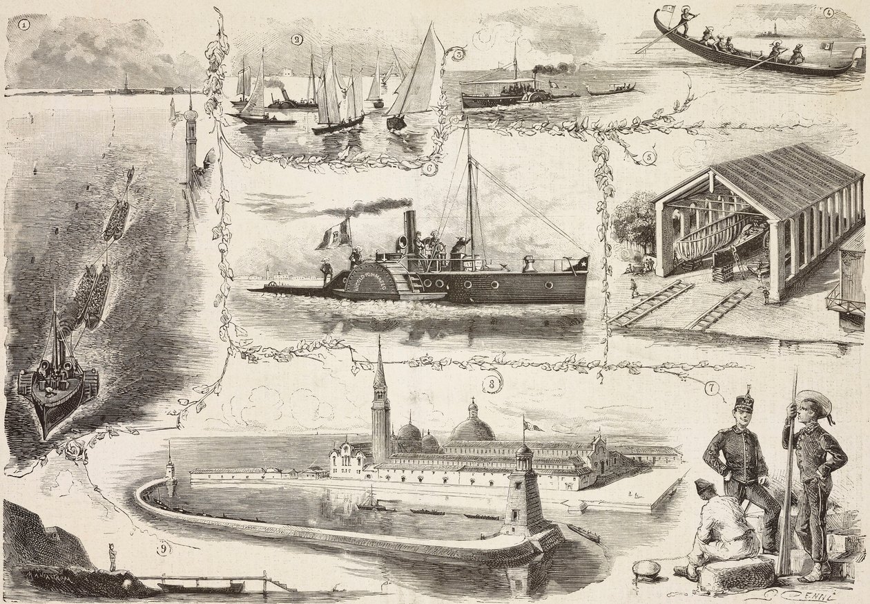 Engraving from drawing by Quinto Cenni, from L