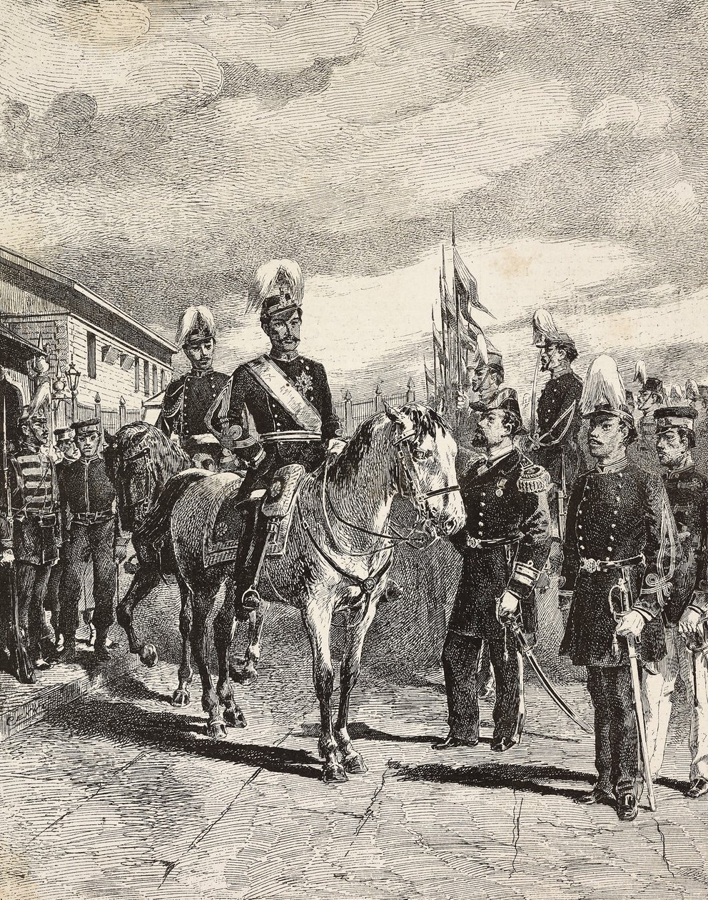 الجيش الياباني: جنود مشاة ، رؤساء أركان ، لواء ، سلاح فرسان ، نائب أميرال ، نقيب مشاة ، مدفعي ، اليابان ، نقش من رسم كوينتو سيني ، من L