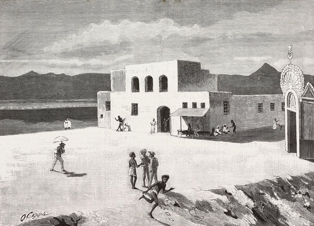 The Italian Post Office building, Massawa, Eritrea, engraving from a drawing by Quinto Cenni and a sketch by Pieragostini, from L