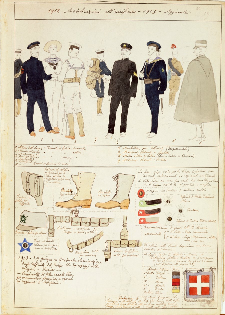 Uniform variations of Kingdom of Italy, color plate by Quinto Cenni بواسطة كوينتو سيني