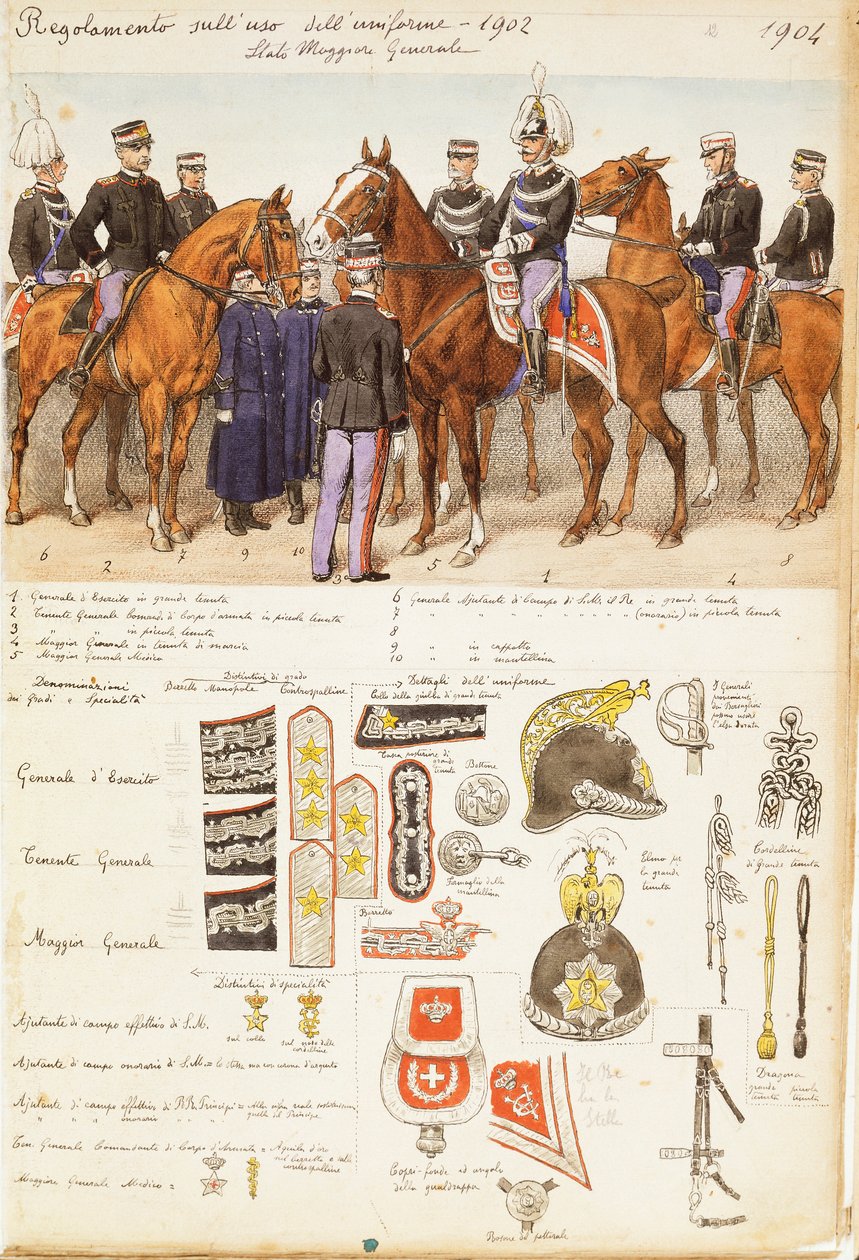 Uniforms of General Staff of Kingdom of Italy, color plate by Quinto Cenni بواسطة كوينتو سيني