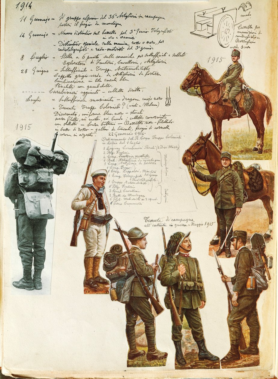 Uniforms of Italian army during World War I, by Quinto Cenni, color plate بواسطة كوينتو سيني