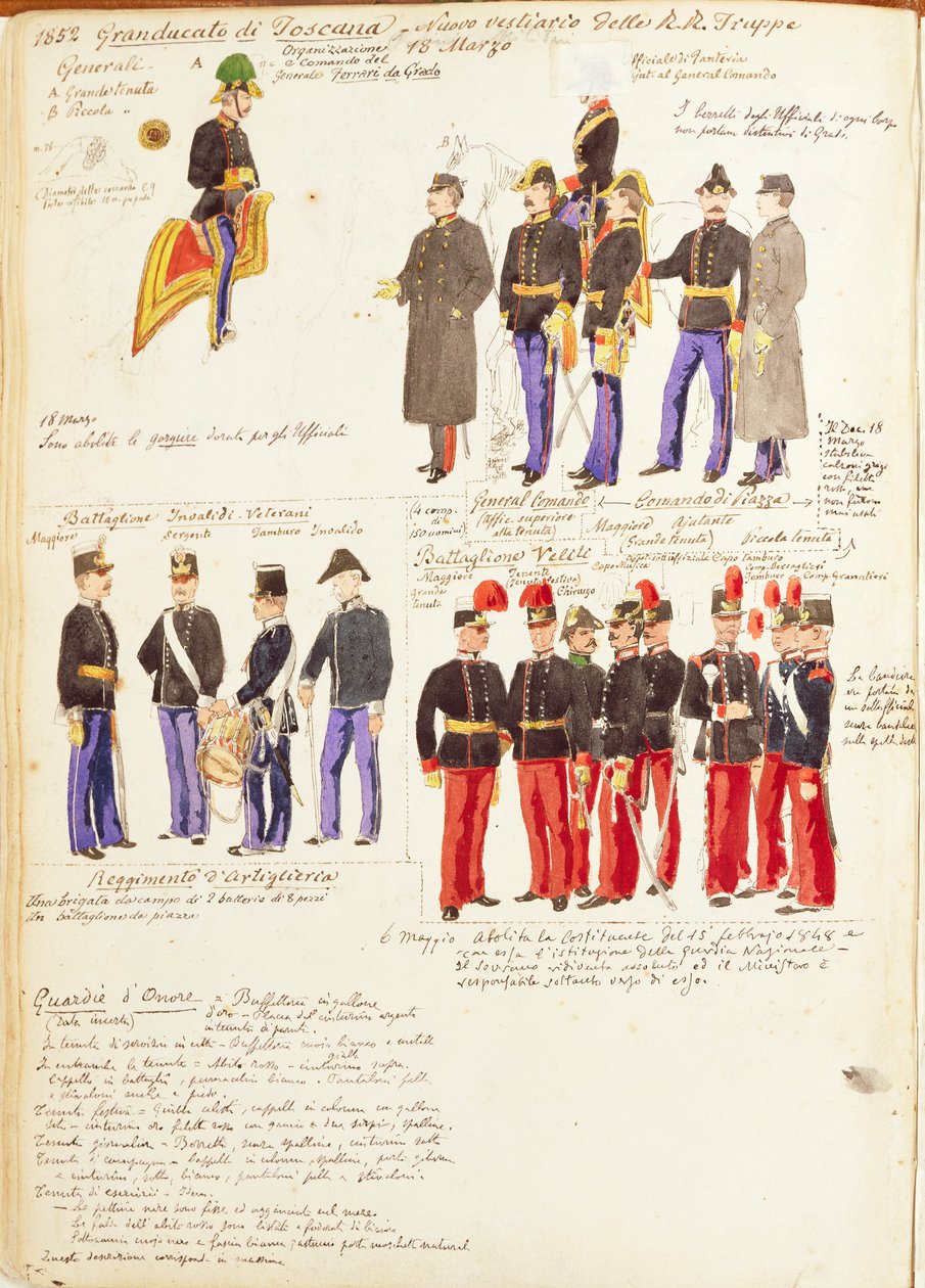 Uniforms of Royal Troops of Grand Duchy of Tuscany by Quinto Cenni, color plate بواسطة كوينتو سيني