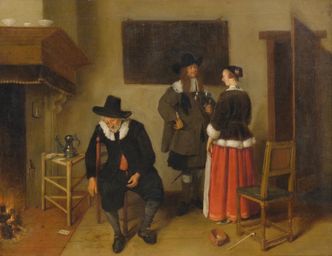 داخل نزل مع شخصيات بواسطة Quirijn van Brekelenkam