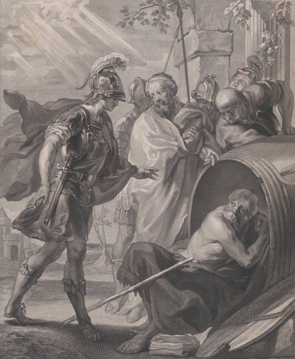 لقاء ديوجين سينوب والإسكندر الأكبر ، 1784. بواسطة كيرين مارك