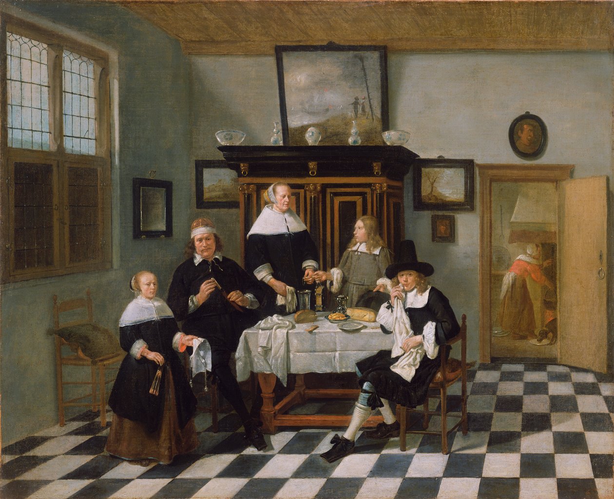 مجموعة العائلة على مائدة العشاء ، c.1658-60 بواسطة Quiringh فان Brekelenkam