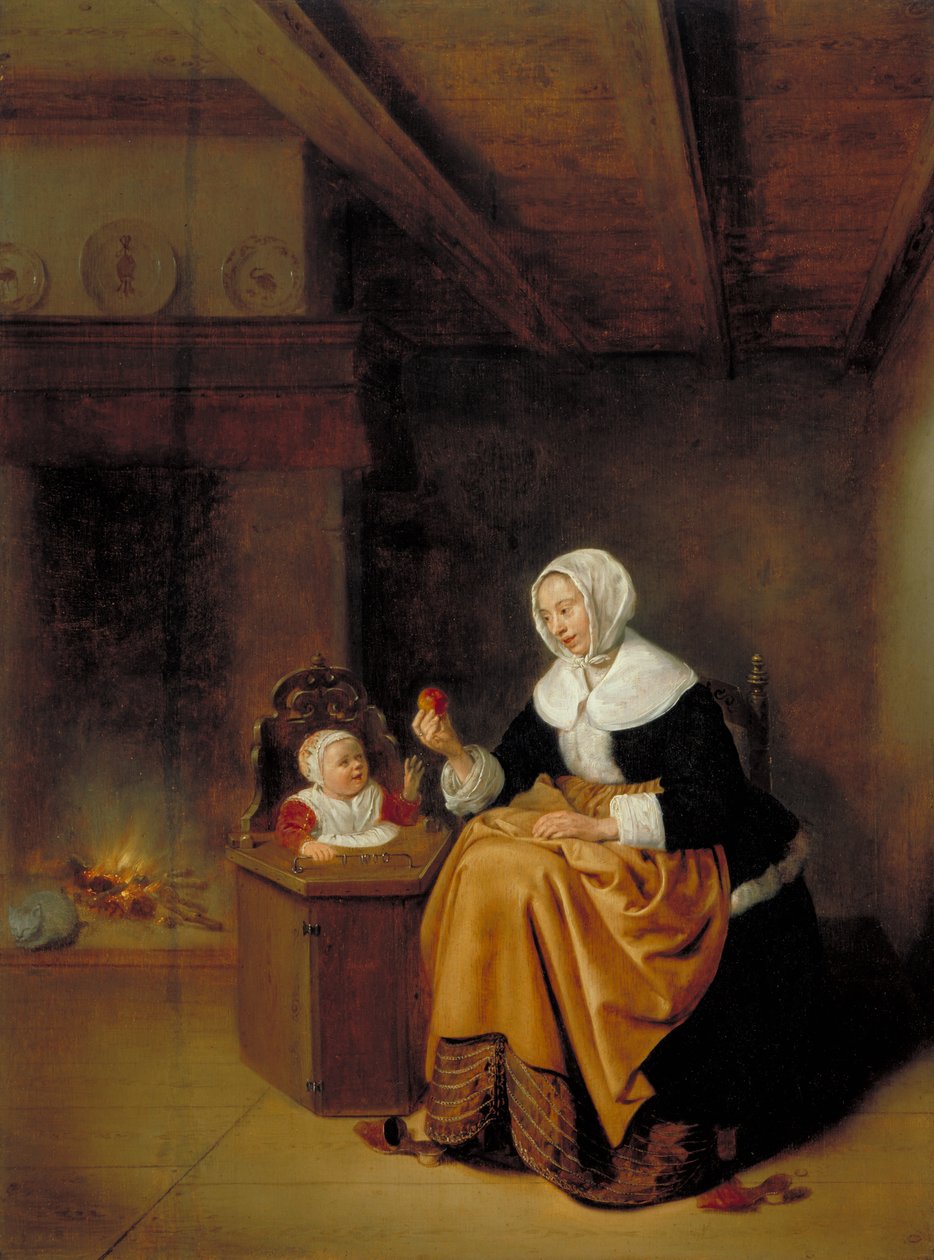 الأم والطفل في الداخل ، 1660 بواسطة Quiringh فان Brekelenkam