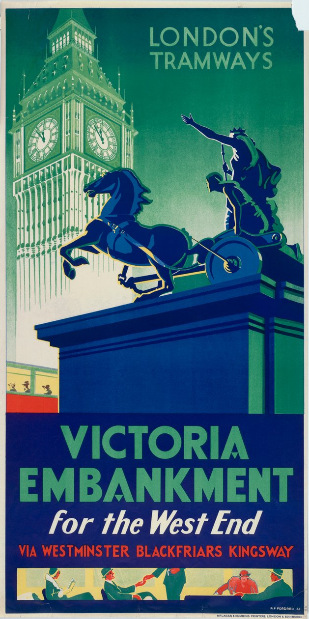 `` Victoria Embankment '' ، ملصق مجلس مقاطعة لندن LCC Tramways ، 1932 بواسطة RF Fordred
