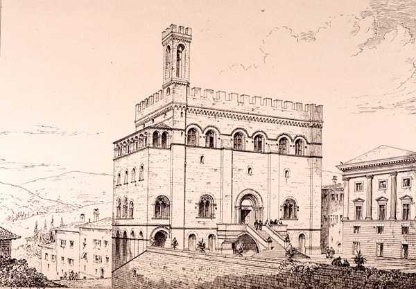 Palazzo del Comune ، جوبيو ، إيطاليا ، من "أمثلة على العمارة البلدية والتجارية والشوارع في فرنسا وإيطاليا من القرن الثاني عشر إلى القرن الخامس عشر". بواسطة دبليو ماكنزي بواسطة ر أندرسون