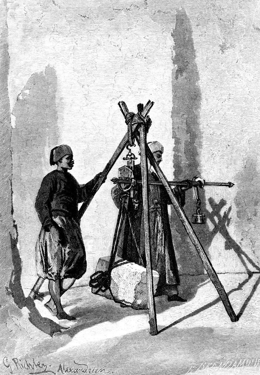وزن كتل الحجر ، مصر ، 1880 بواسطة ر. براندامور