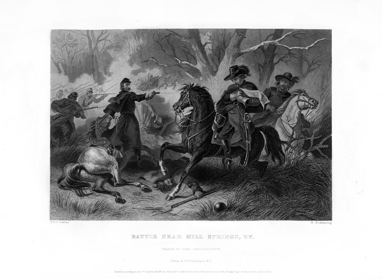 وفاة الجنرال فيليكس زوليكوفر ، معركة ميل سبرينغز ، كنتاكي ، 19 يناير 1862 ، 1862-1867. بواسطة ر. دودينسينج