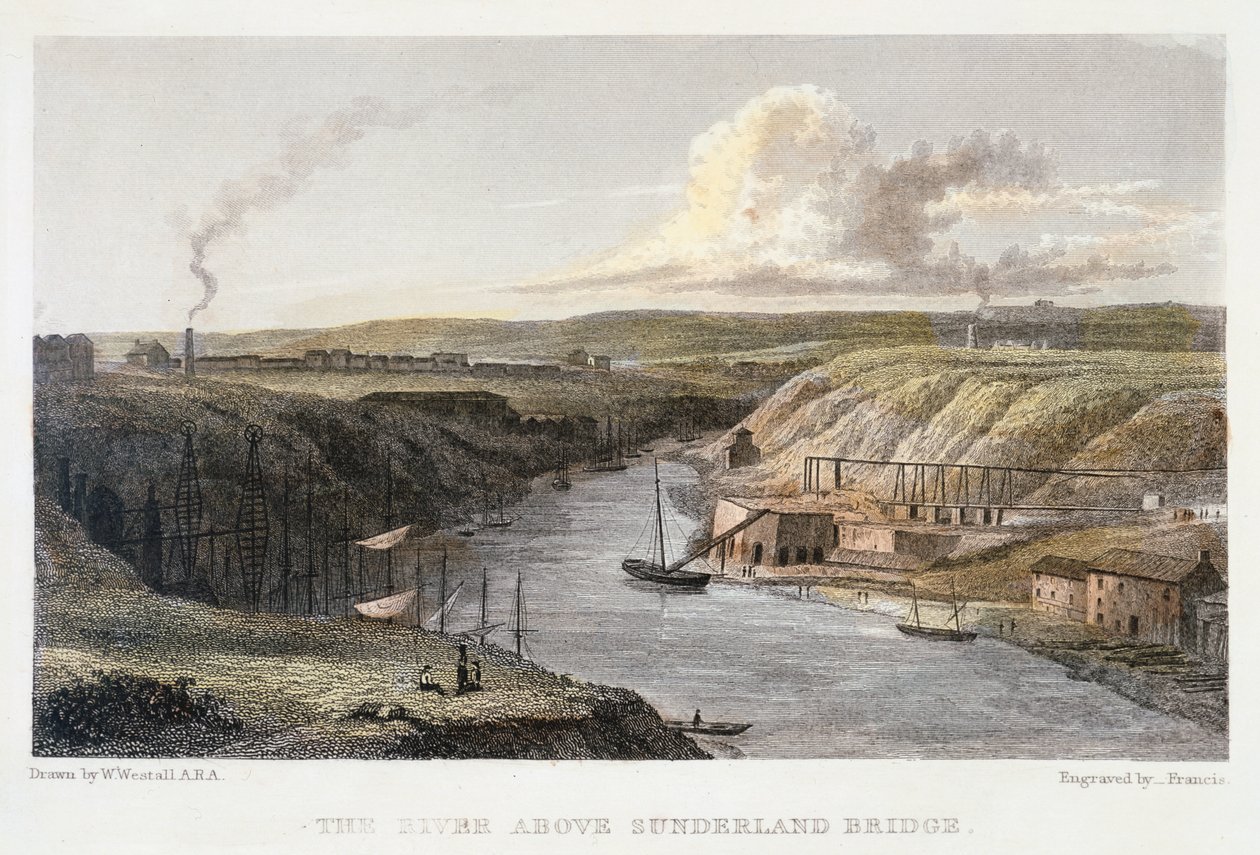 الملابس فوق جسر سندرلاند الحديدي ، c1829. بواسطة آر فرانسيس