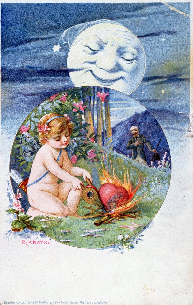 بطاقة بريدية من مجموعة Ill Hearts ، ج. 1900 (نقش الألوان) بواسطة ر. كراتكي
