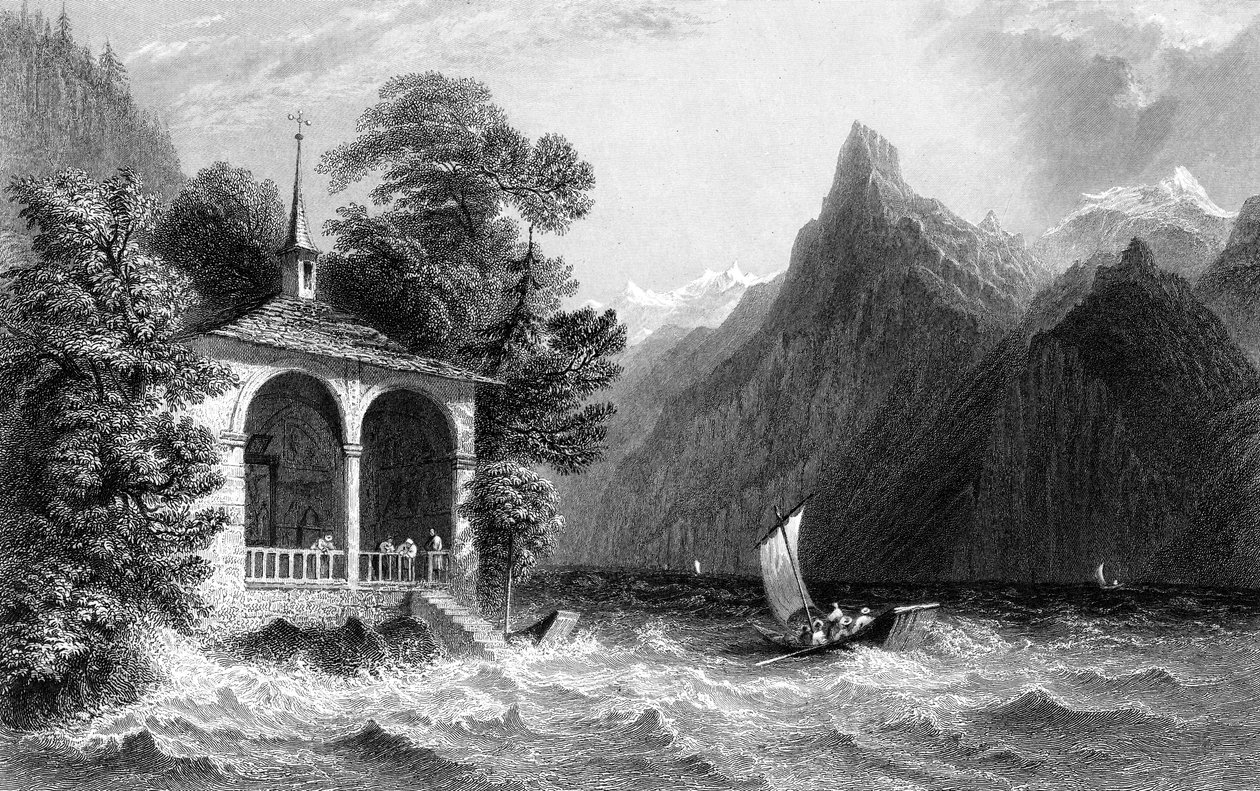 يقول كنيسة ، بحيرة أوري ، سويسرا ، 1836. بواسطة ر. واليس