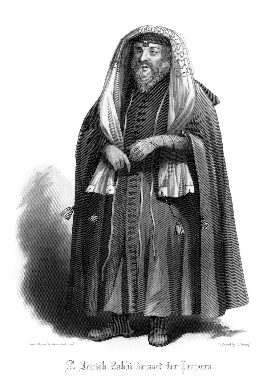 حاخام يهودي يرتدي الصلوات. بواسطة ر. يونغ