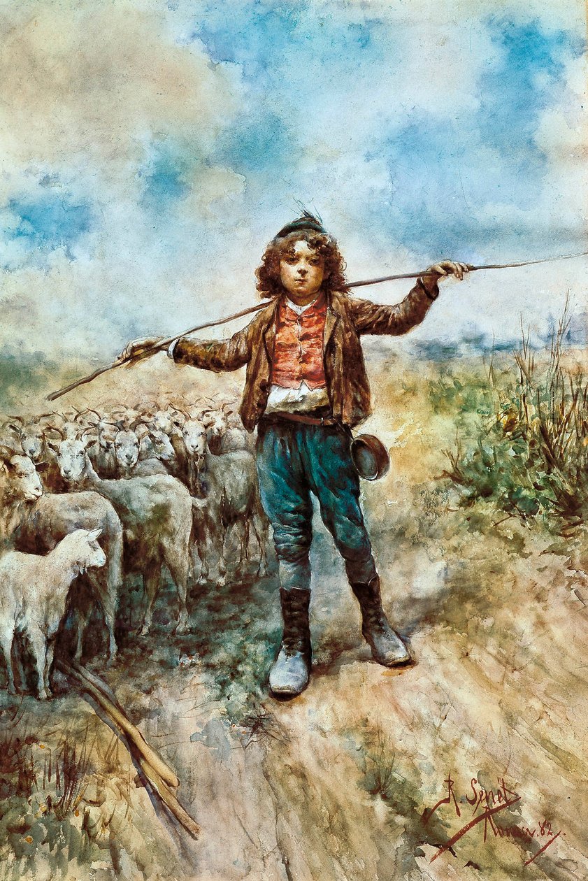 صورة الراعي. لوحة مائية لرافائيل سينيت إي بيريز (1856-1926). 1882 إشبيلية. متحف الفنون الجميلة. © AISA / Leemage بواسطة رافائيل سينيت