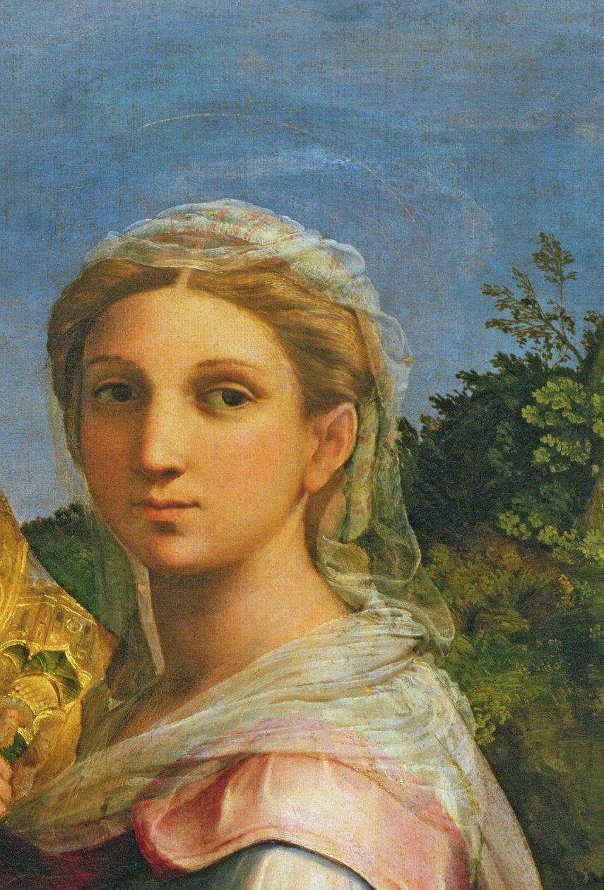 سانت سيسيليا محاطة بالقديس بولس ، القديس يوحنا الإنجيلي ، القديس أوغسطين وماري المجدلية ، ج .1513 تفاصيل 182507) بواسطة رافايللو سانزيو رافائيل