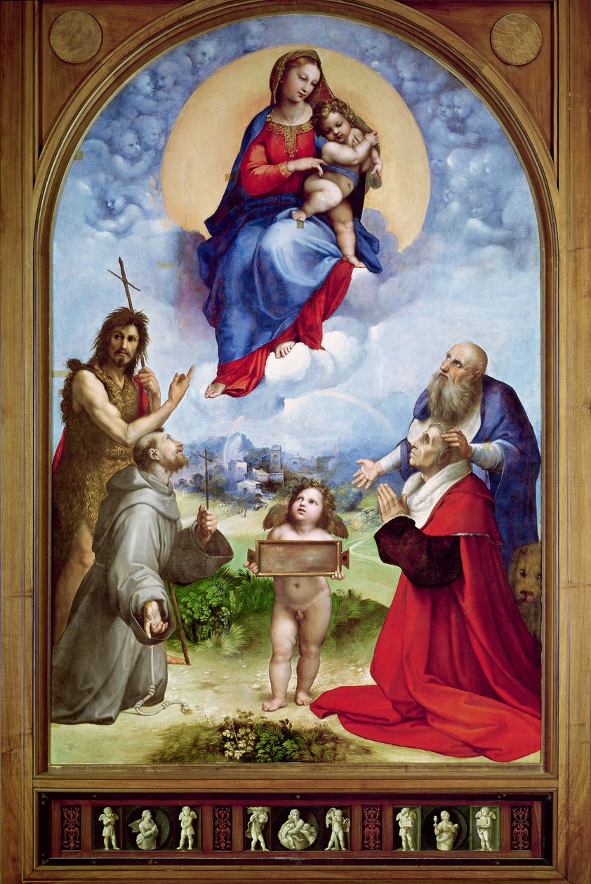 The Foligno Madonna، c.1511-12 (زيت) بواسطة رافايللو سانزيو رافائيل