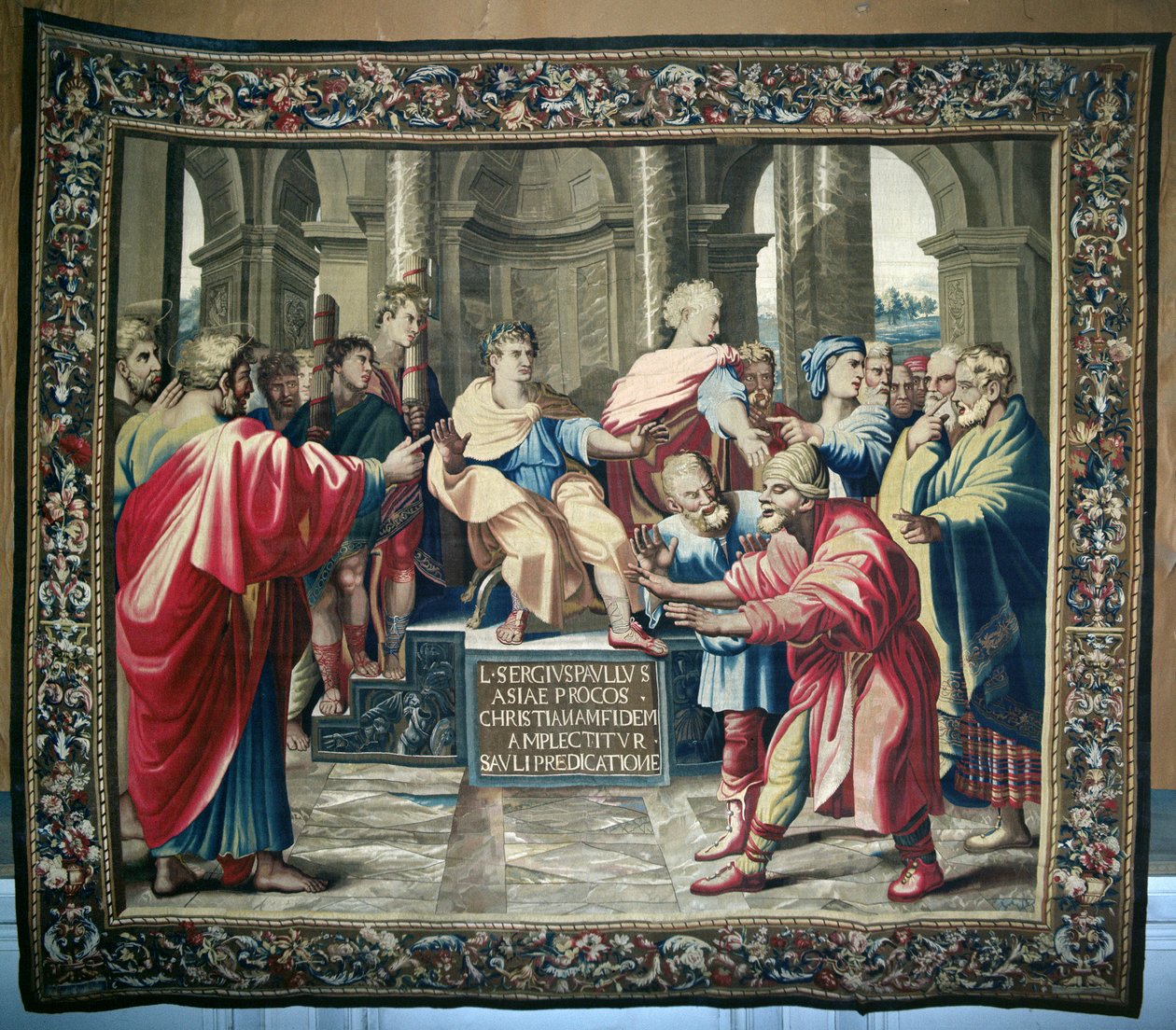 نسيج يصور أعمال الرسل. تعمية الاليماس ، المنسوجة في ورشة Beauvais تحت إشراف فيليب بيهاغل (1641-1705) ، 1695-98 (نسيج صوف) بواسطة رافايللو سانزيو رافائيل