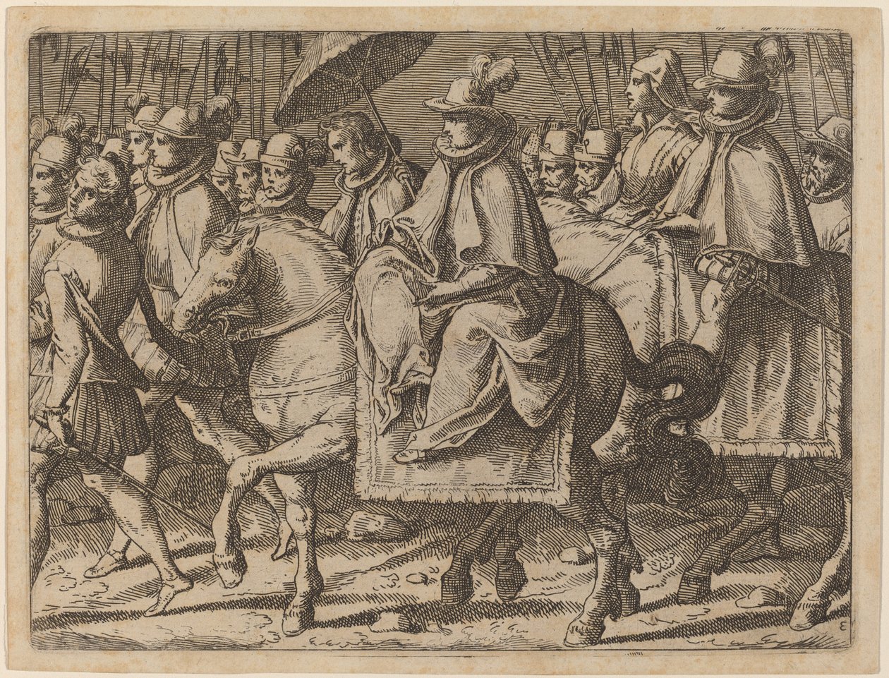 مارغريت النمسا على ظهور الخيل بواسطة Raffaello Schiaminossi