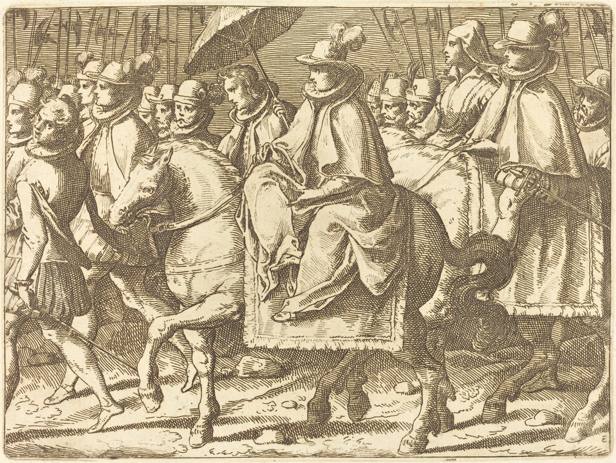 مارغريت النمسا على ظهور الخيل بواسطة Raffaello Schiaminossi