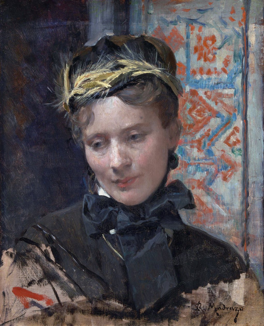 صورة لسيدة - Peinture de Raimundo de Madrazo y Garreta (1841-1920) ، زيت على قماش 1885-1896 - المعرض الوطني ، لندن 49،5x40 بواسطة Raimundo de Madrazo y Garreta