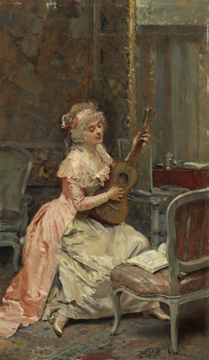 امرأة مع غيتار ، 1870 بواسطة Raimundo de Madrazo y Garreta