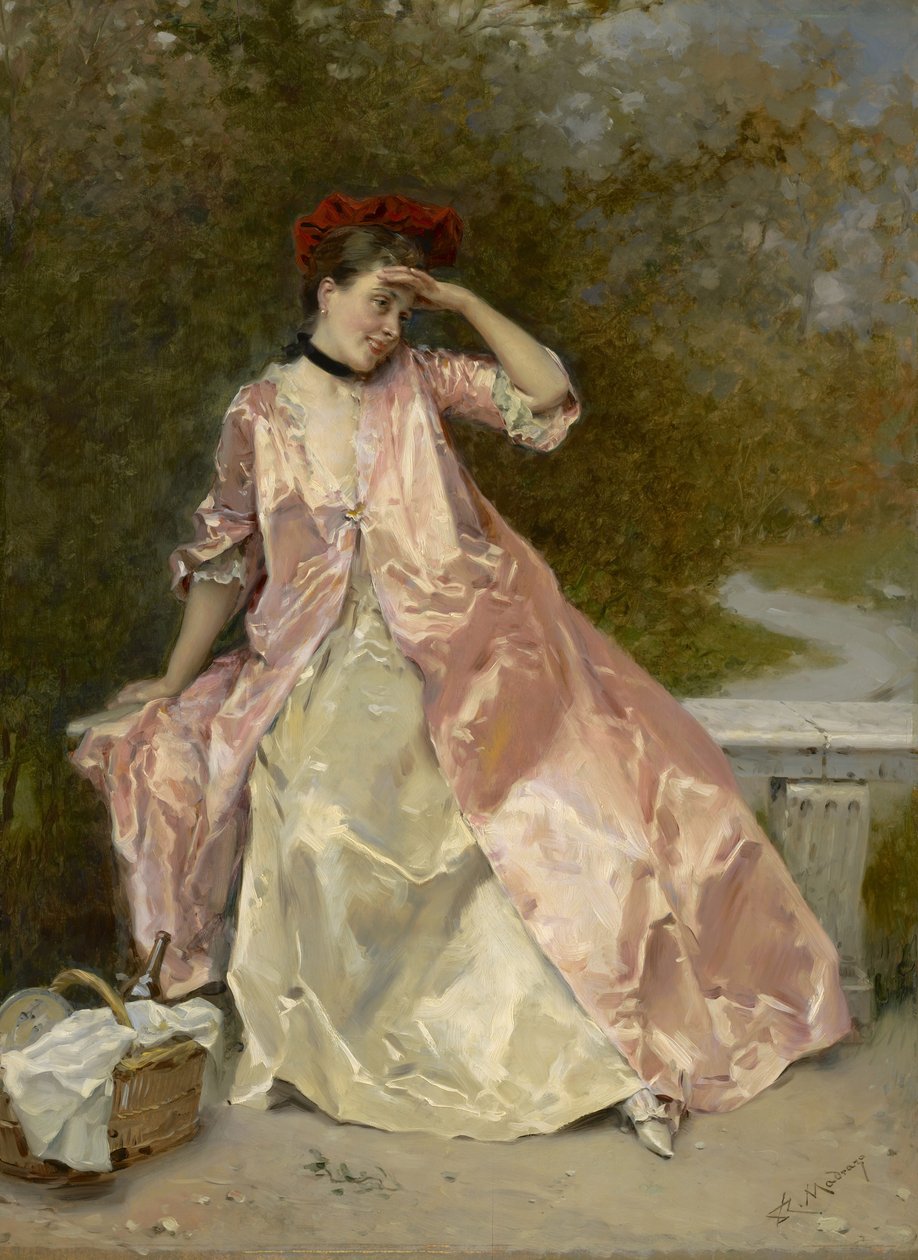 امرأة مع سلة نزهة ، 1890 بواسطة Raimundo de Madrazo y Garreta