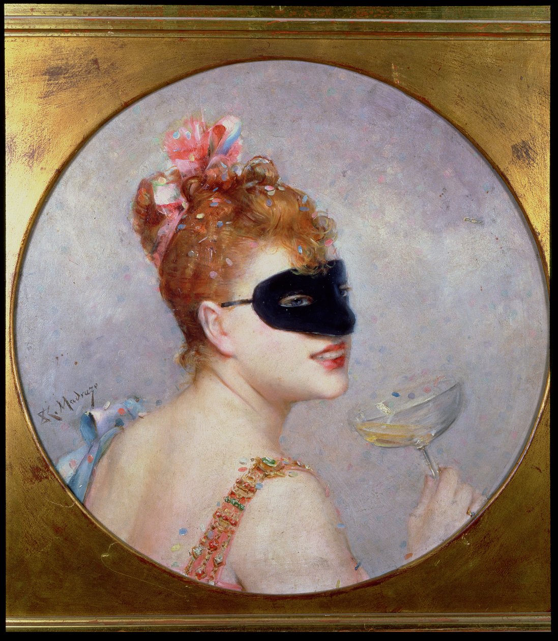 امرأة مع قناع (زيت على قماش) بواسطة Raimundo de Madrazo y Garreta