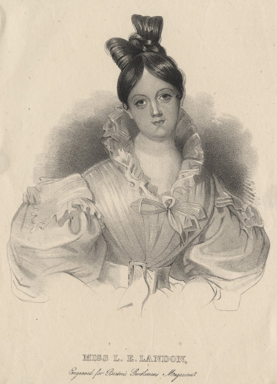 ملكة جمال LE Landon ، litho من JT Bowen ، محفورة لمجلة Burton&39;s Gentlemen&39;s ، 1838 بواسطة رالف ترومبلي