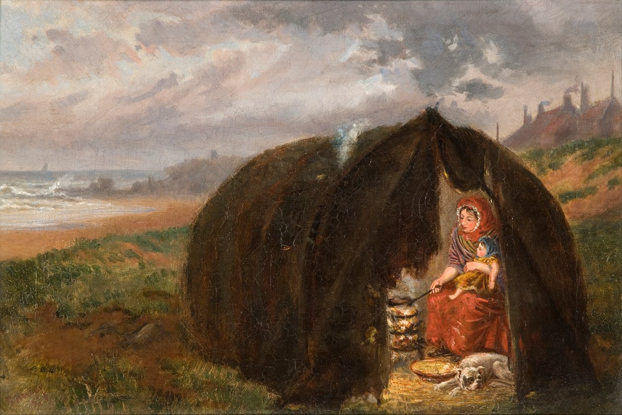 الغجر المعسكر على الشاطئ ، بالقرب من ساوث شيلدز ، 1876 بواسطة رالف هيدلي