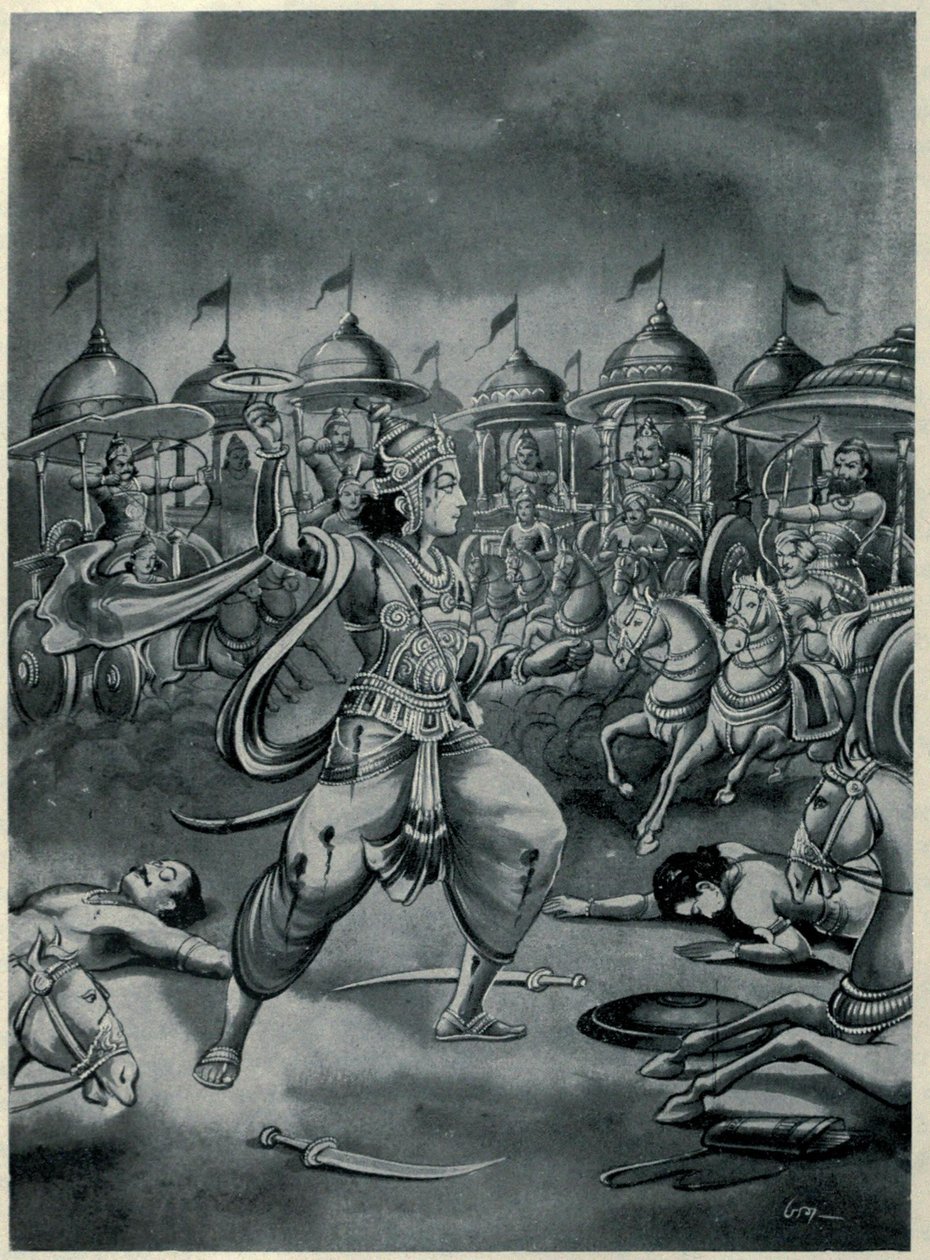 أبهيمانيو يقاتل وحده في Chakravyuha بواسطة Ramanarayanadatta astri