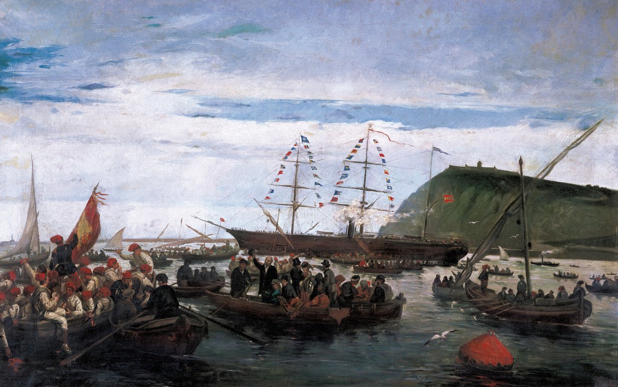 متطوعون كتالونيون ينطلقون للحرب في كوبا عام 1870 بواسطة Ramón Padró y Pedret