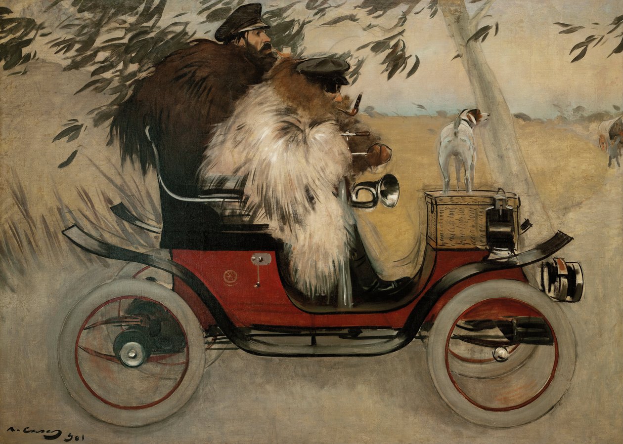 رامون كاساس وبير روميو في سيارة - كاساس ، رامون (1866-1932) - 1901 - زيت على قماش - 208 × 291 - المتحف الوطني للفنون في كاتالونيا ، برشلونة بواسطة رامون كاساس