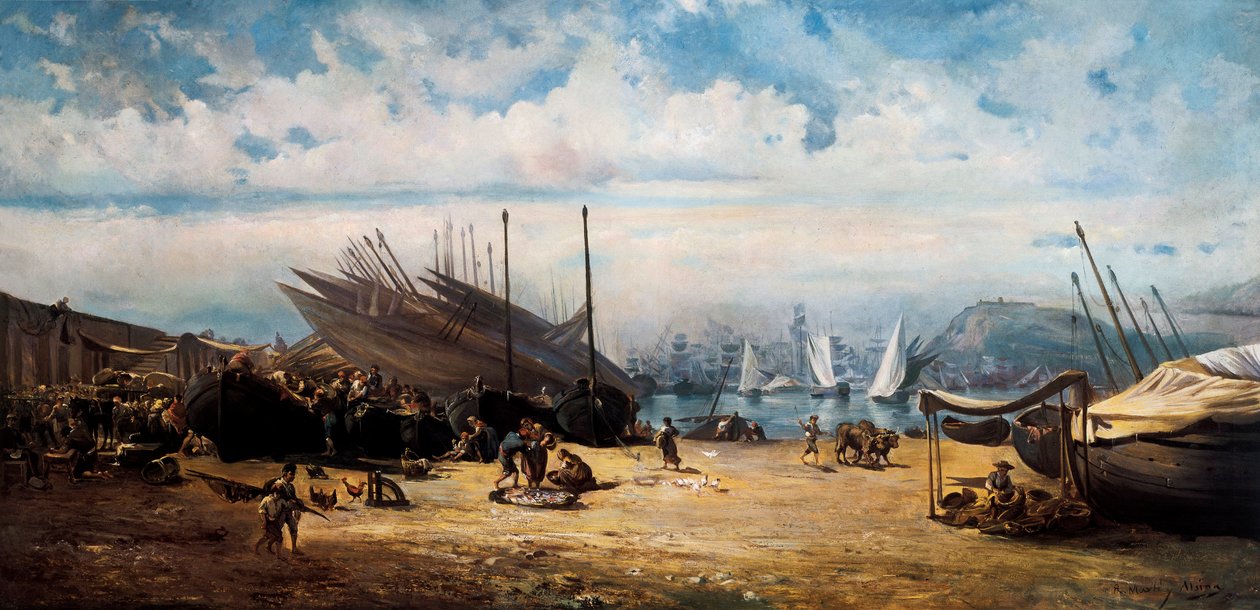 برشلونيتا (المنطقة المركزية في برشلونة). لوحة لرامون مارتي الأول السينا (1826-1894) بواسطة رامون مارتي Alsina
