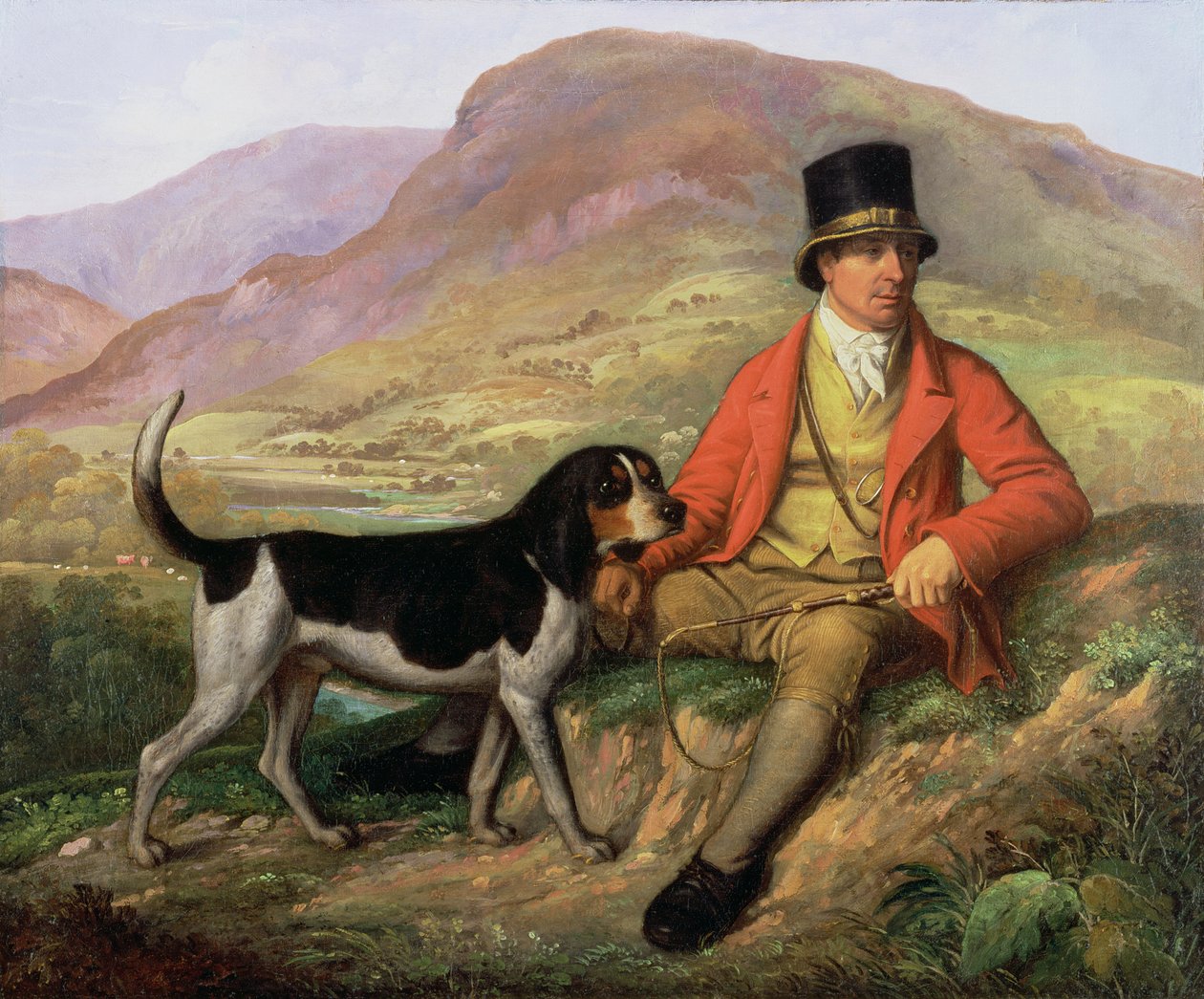 صورة لجون بيل (1776-1854) مع إحدى كلاب الصيد بواسطة رامزي ريتشارد رايناجل