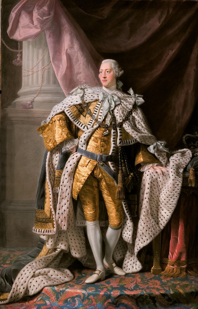 صورة لملك المملكة المتحدة جورج الثالث 1738-1820 في رداء التتويج ، حوالي 1770 بواسطة رامزي