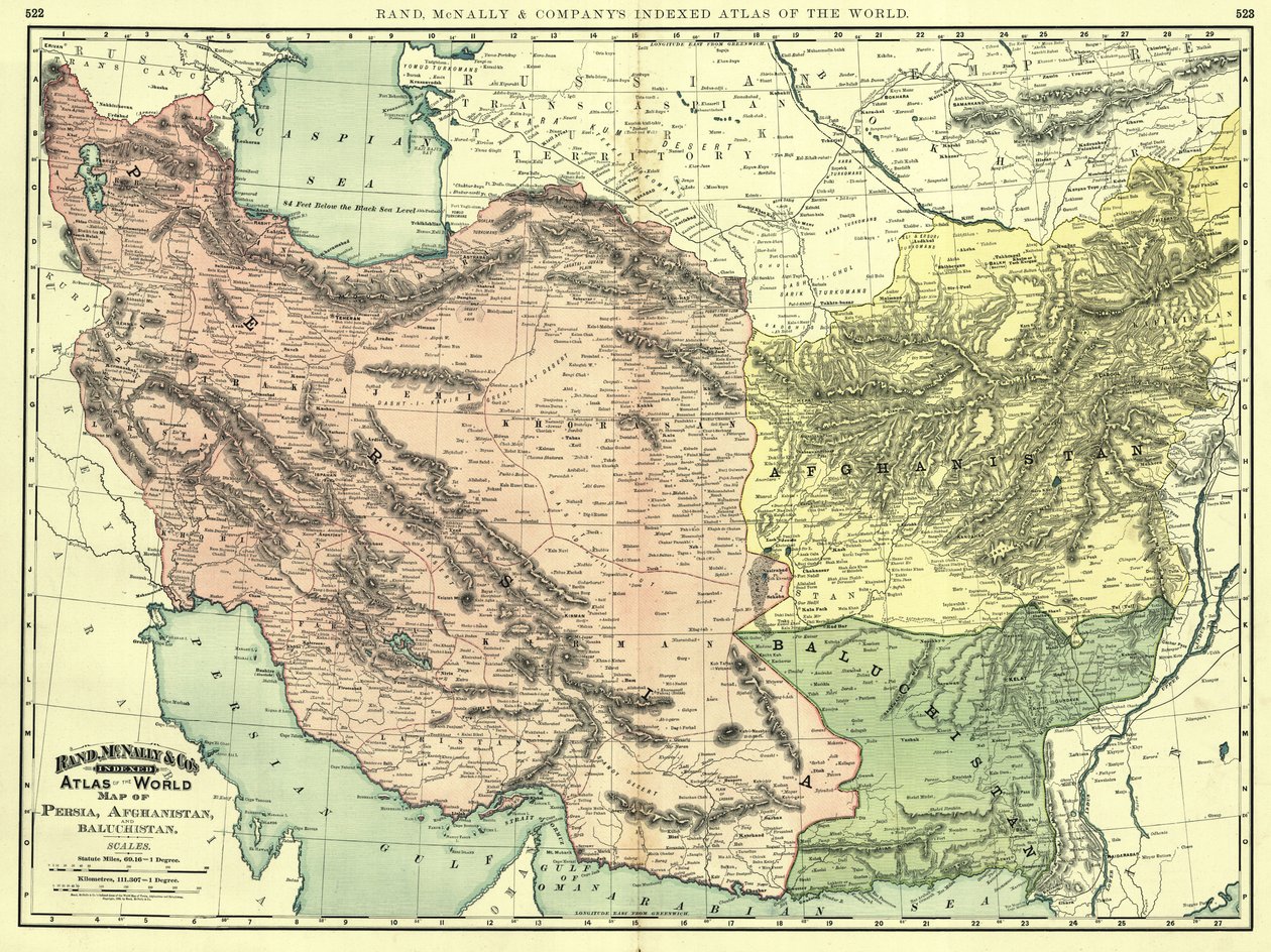 بلاد فارس وأفغانستان وبلوشستان عام 1892 بواسطة راند مكنالي وشركاه