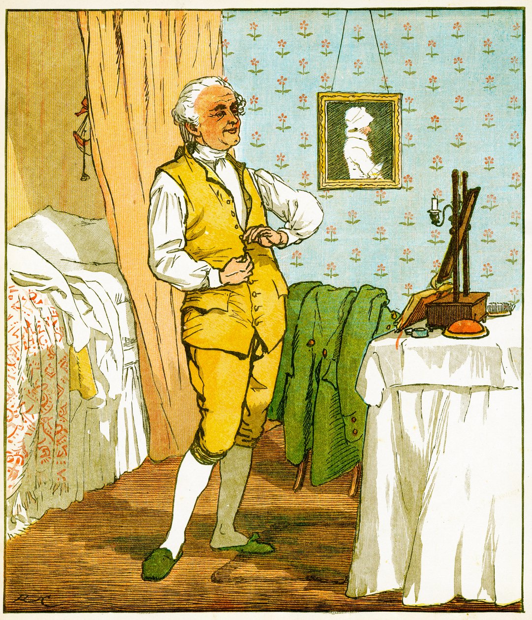 الرجل الصالح لخلع الملابس Islington ، رسم توضيحي من Elegy على وفاة كلب مجنون بواسطة Oliver Goldsmith ، 1879 بواسطة راندولف كالديكوت