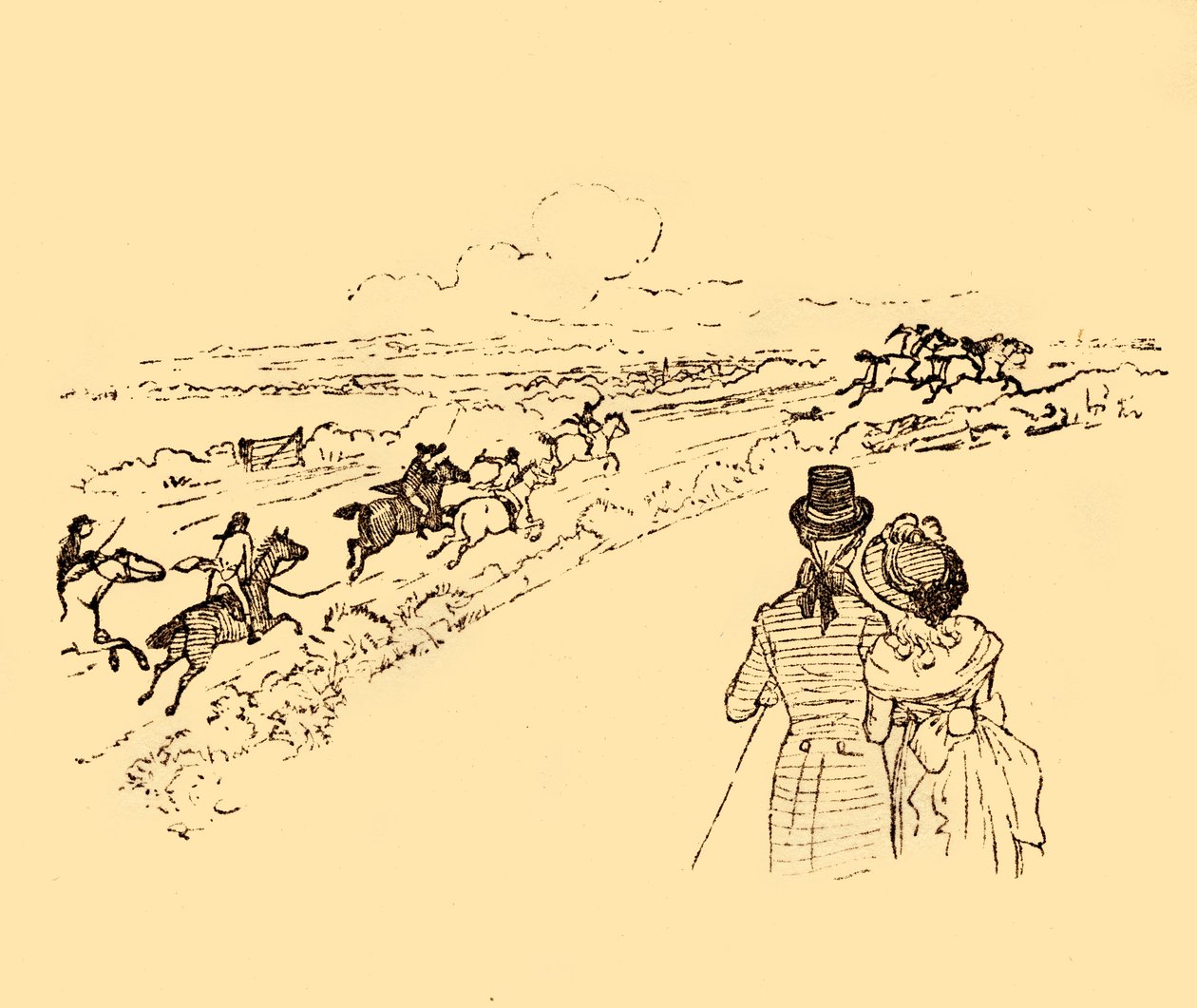 يراقب المتفرجون بينما يطارد جون جيلبين عبر الريف ، 1878 ، c1918. بواسطة راندولف كالديكوت