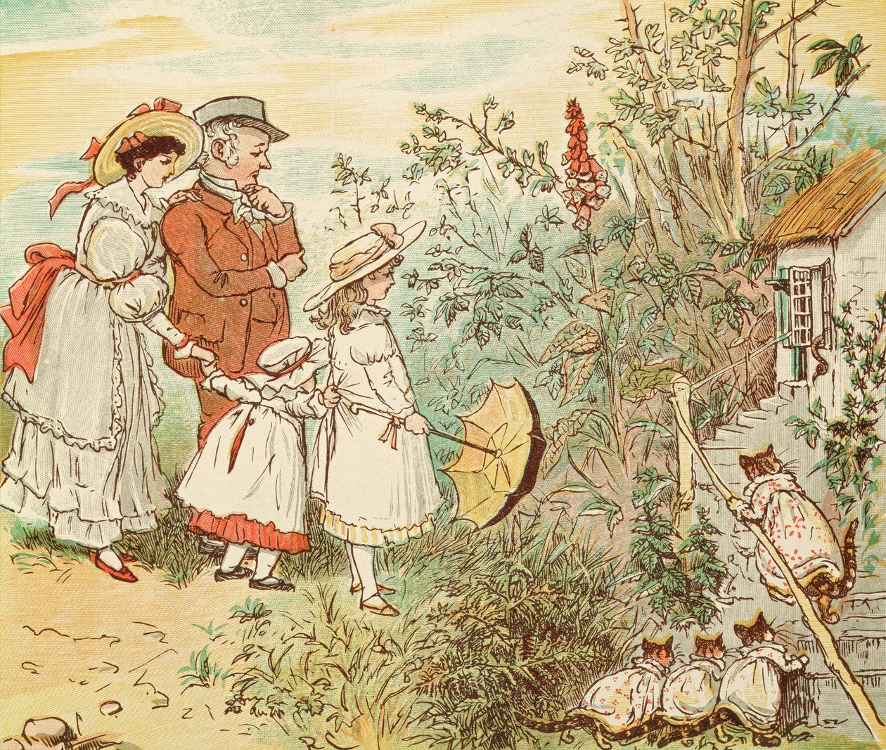جاءت كات وقططها تتساقط من فيلم "A Frog He Would A-Wooing Go" بواسطة راندولف كالديكوت