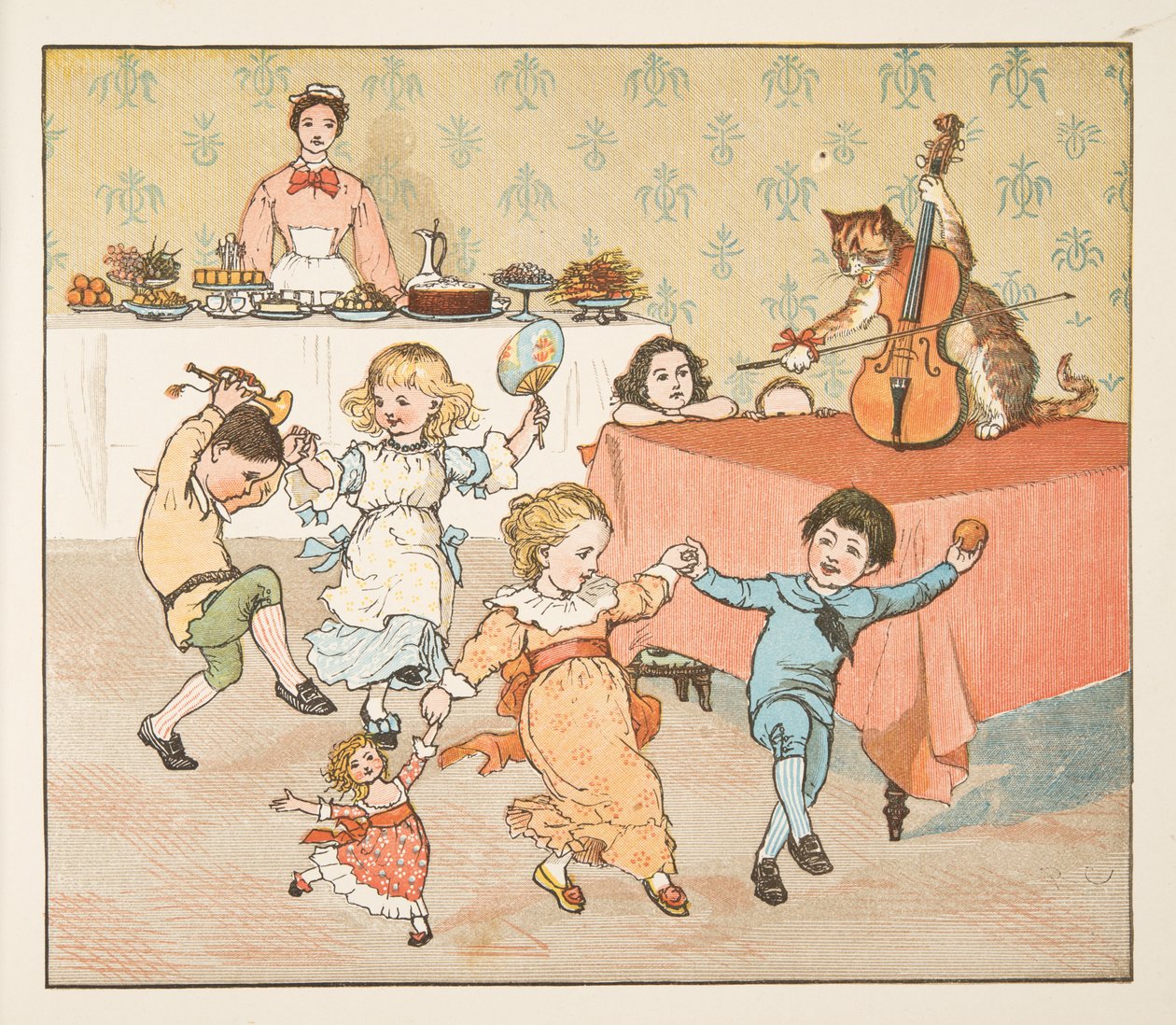 مرحبًا ، diddle ، diddle ، من كتاب صور Hey Diddle Diddle ، حانة 1882 (نقش ملون) بواسطة راندولف كالديكوت