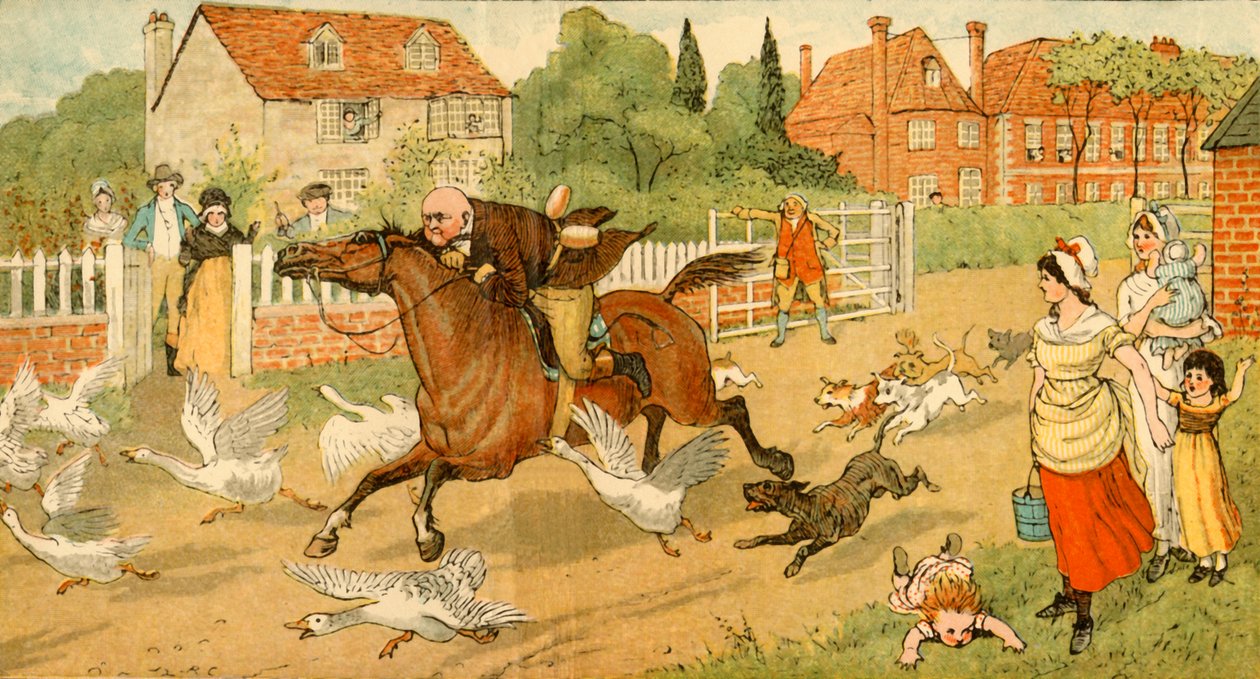 ركض جون جيلبين عبر قرية ، 1878 ، c1918. بواسطة راندولف كالديكوت