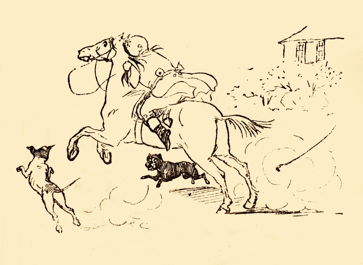 يطارد جون جيلبين الكلاب حيث كان حصانه يركض خارج نطاق السيطرة ، 1878 ، c1918. بواسطة راندولف كالديكوت