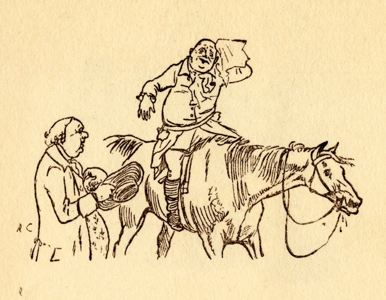 يمسح جون جيلبين حاجبه المتعرق بمنديل ، 1878 ، c1918. بواسطة راندولف كالديكوت