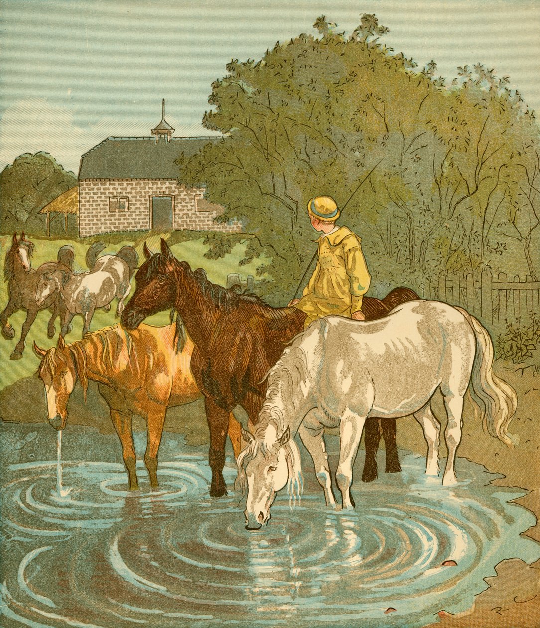 سقي المزارعين المزارعين ، c1881. بواسطة راندولف كالديكوت