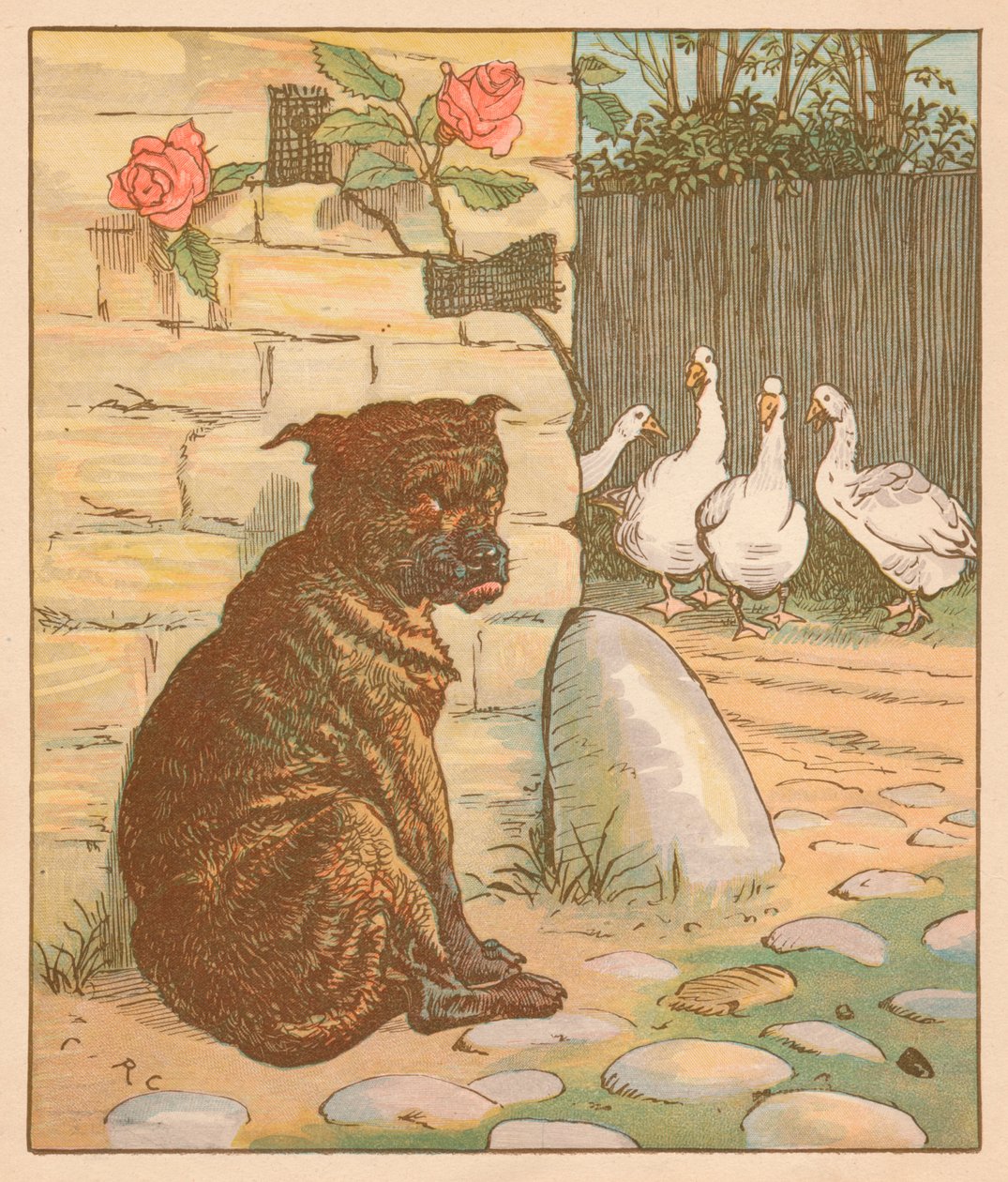 الكلب الذي يقلق القطة ... ، c1878. بواسطة راندولف كالديكوت