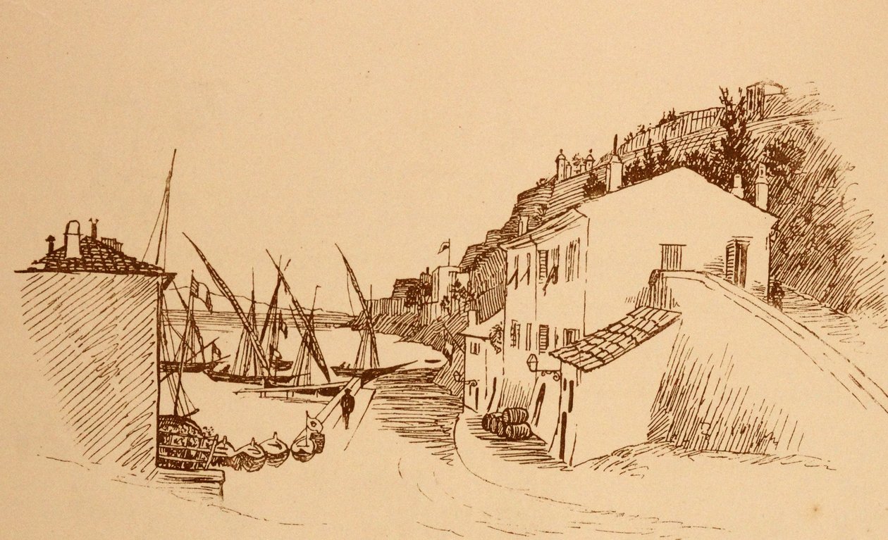 قرية صيد فرنسية محلية في جنوب فرنسا c1884 بواسطة راندولف كالديكوت